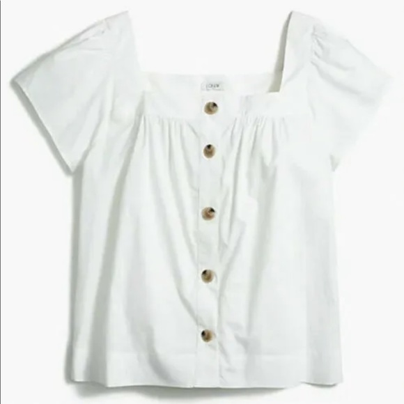 J. Crew Tops - J. Crew White Square Neck Button Front Top Large